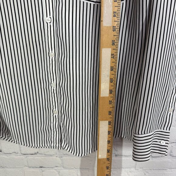 Express Portofino Slim Button Shirt Women Small Striped Roll Tab Sleeve Preppy - Picture 11 of 12